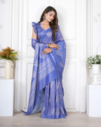 Periwinkle Blue Wheat Motif Saree