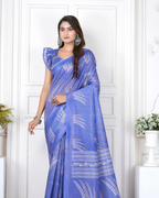 Periwinkle Blue Wheat Motif Saree