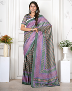 Moss Green Diagonal Booti Saree