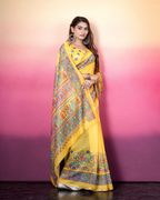 Sunshine Yellow Kalamkari Art Saree