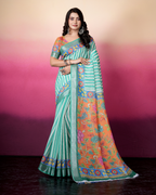Sea Green Leheriya Stripes Saree