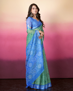 Green Bandhani Dual Tone Saree