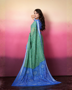 Green Bandhani Dual Tone Saree