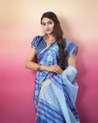 Cobalt Blue Traditional Floral Saree