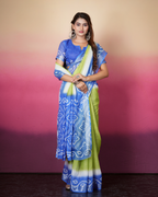 Lime Green Bandhani Dual Saree