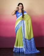 Lime Green Bandhani Dual Saree