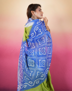 Lime Green Bandhani Dual Saree