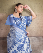 Classic Blue Kalamkari Block Saree