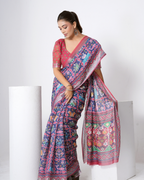 Royal Navy Patola Geometric Saree