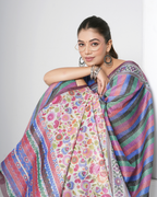 Multicolor Festive Rainbow Striped Saree