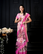 Blush Pink Watercolor Lily Saree