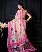 Blush Pink Watercolor Lily Saree
