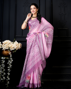 Lilac Purple Floral Mandala Saree