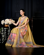 Mustard Yellow Royal Elephant Art Saree