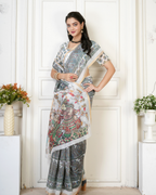 Ivory Kalamkari Devotional Dance Saree