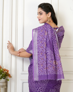 Royal Purple Bandhani Paisley Saree