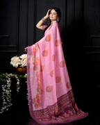 Pastel Pink Watercolor Medallion Saree