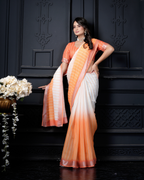 Sunset Peach Leheriya Ombre Saree