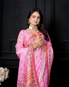 Candy Pink Traditional Booti Saree