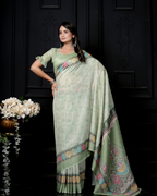 Pistachio Green Mosaic Lotus Arch Saree