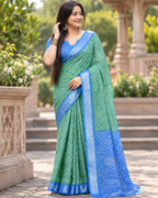 Green Bandhani Dual Tone Saree