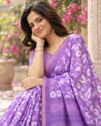 Lavender Crane Bird Print Saree