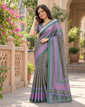 Moss Green Diagonal Booti Saree