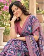 Royal Navy Patola Geometric Saree