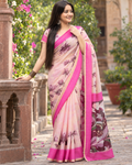Blush Pink Watercolor Lily Saree