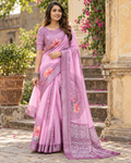 Lilac Purple Floral Mandala Saree