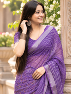 Royal Purple Bandhani Paisley Saree