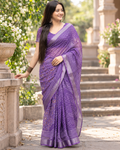 Royal Purple Bandhani Paisley Saree