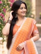 Sunset Peach Leheriya Ombre Saree
