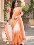 Sunset Peach Leheriya Ombre Saree