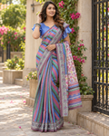Multicolor Festive Rainbow Striped Saree