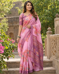 Pastel Pink Watercolor Medallion Saree